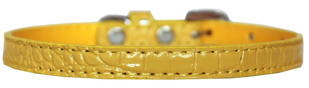 Omaha Plain Croc Dog Collar Yellow Size 14