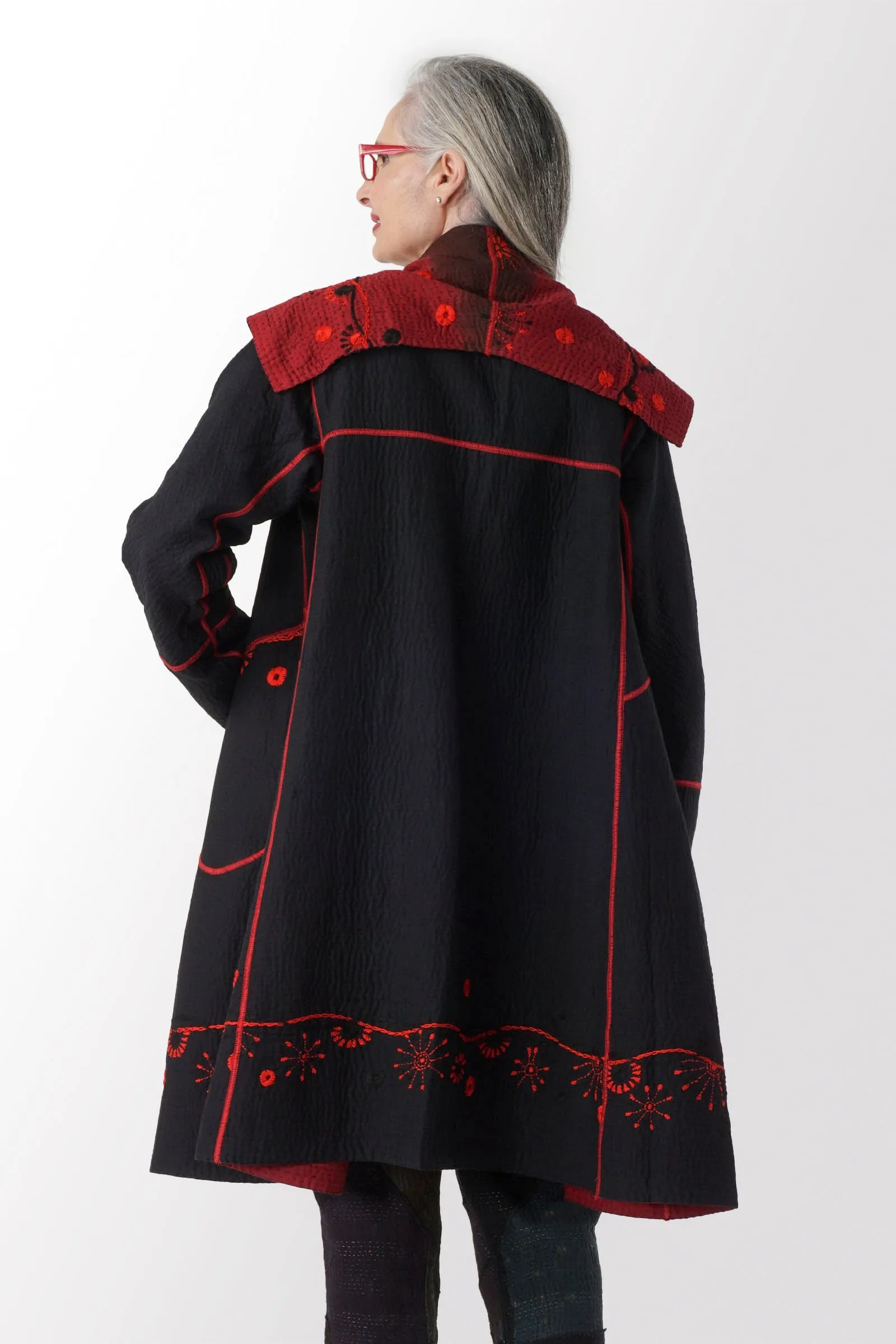 OMBRE SUN RALLI FIREWORKS KANTHA A-LINE COAT - of4309-red -