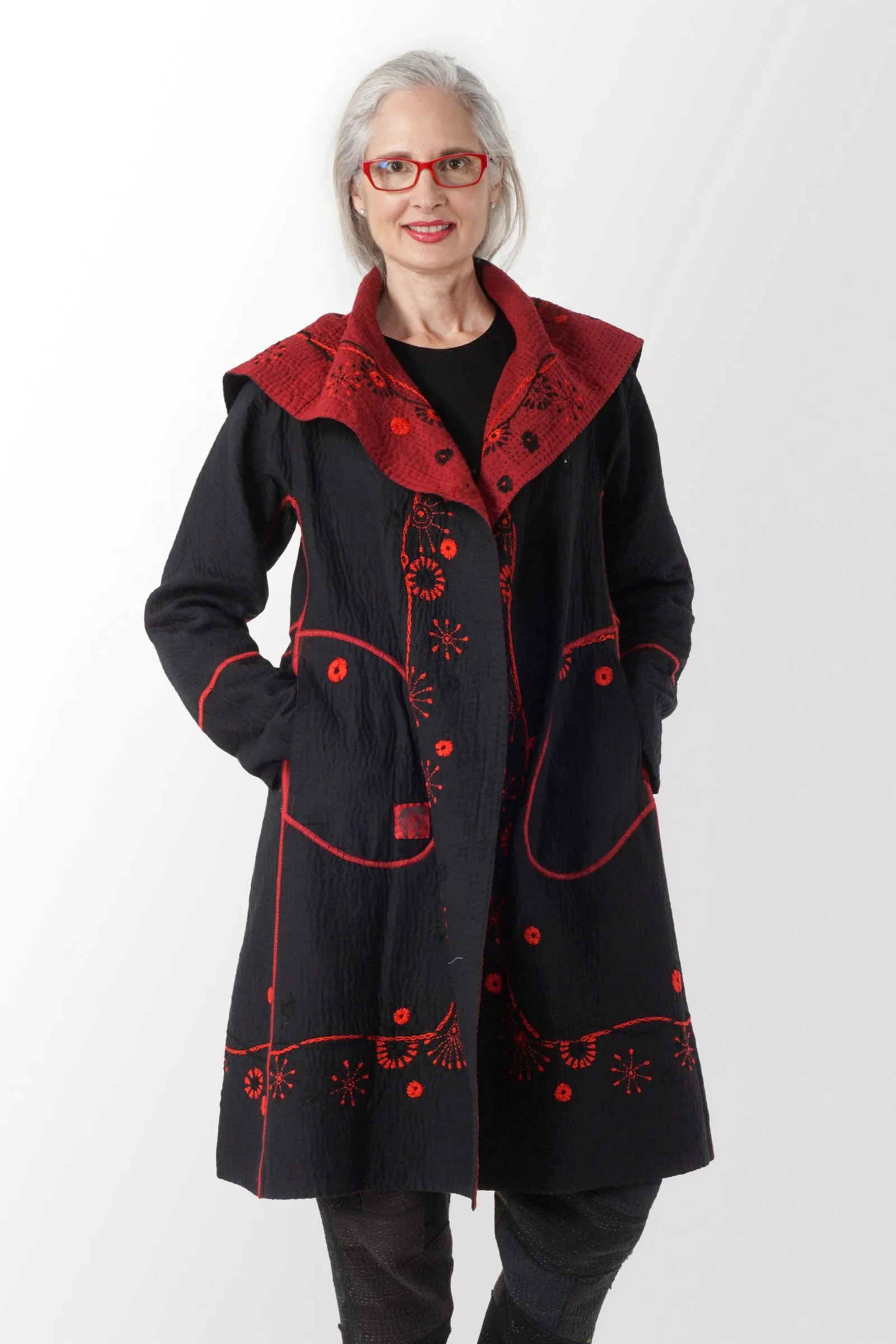 OMBRE SUN RALLI FIREWORKS KANTHA A-LINE COAT - of4309-red -