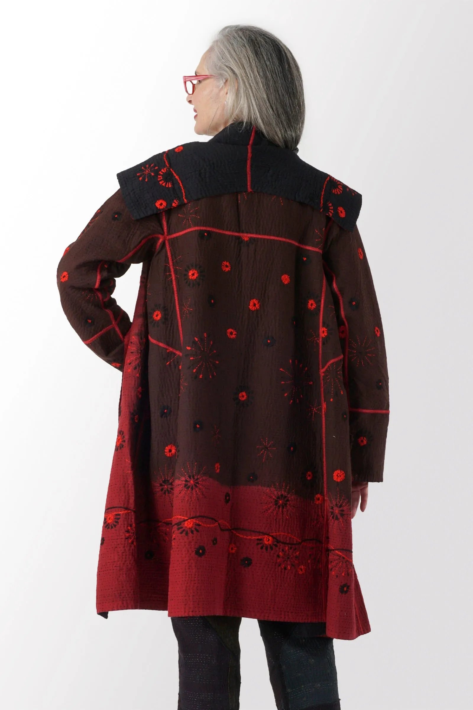 OMBRE SUN RALLI FIREWORKS KANTHA A-LINE COAT - of4309-red -