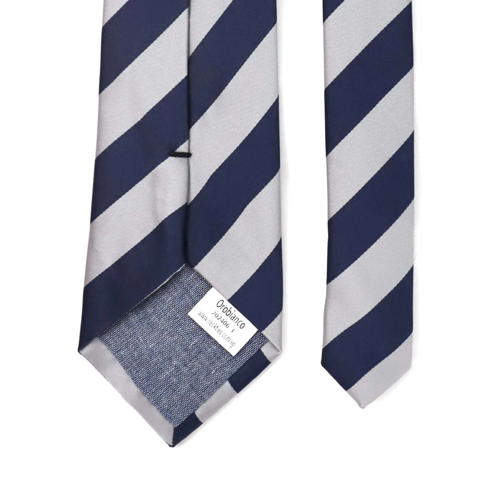 OroTie 8cm Stripes Tie in White and Navy