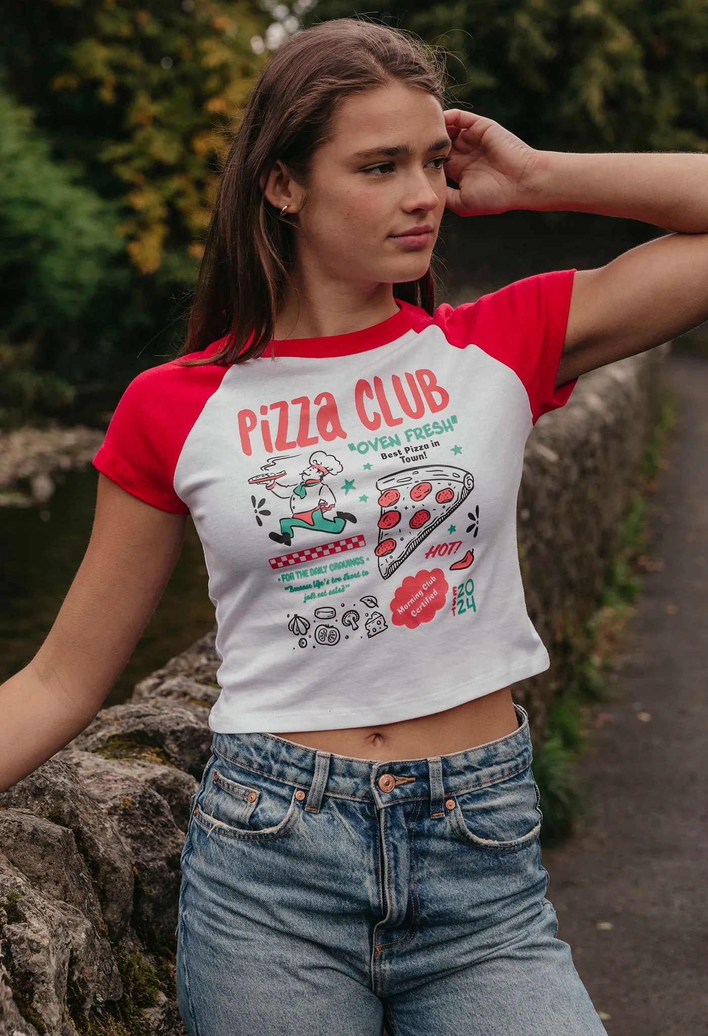 Pizza Club Printed Micro Rib Baby Tee