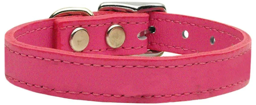 Plain Leather Collars Pink 14