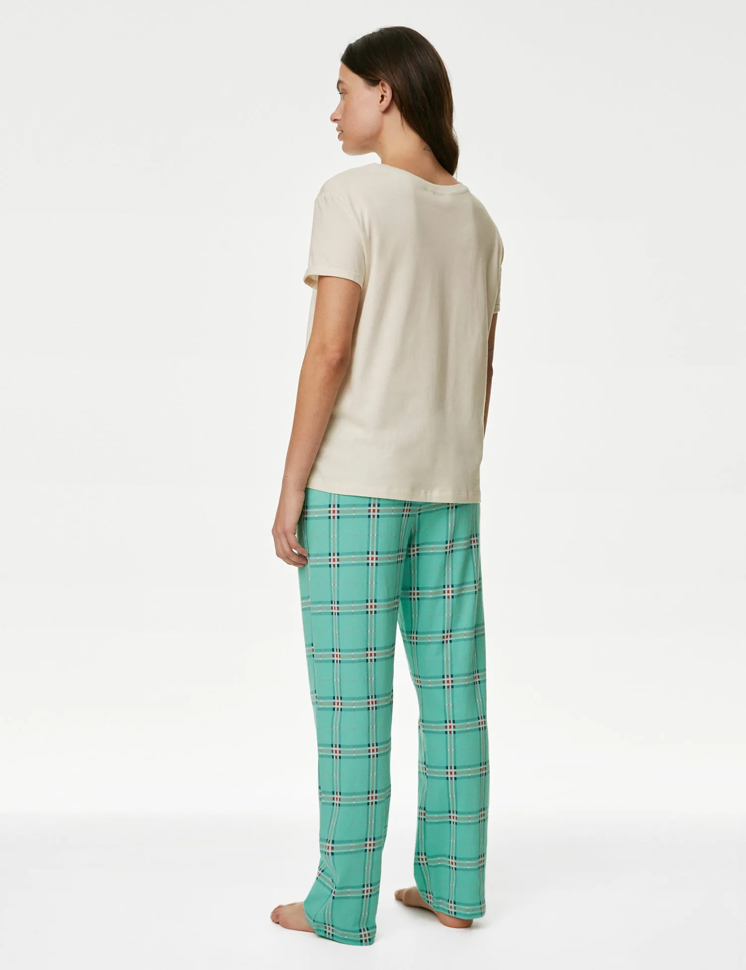 Pure Cotton Checked Slogan Pyjama Set