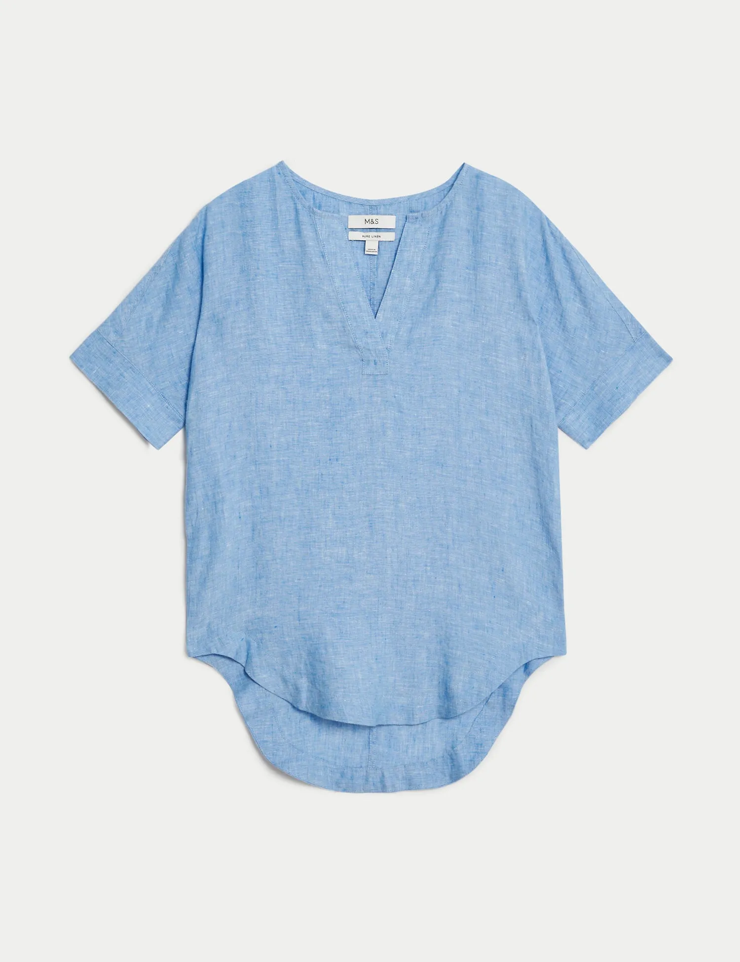 Pure Linen V-Neck Popover Blouse