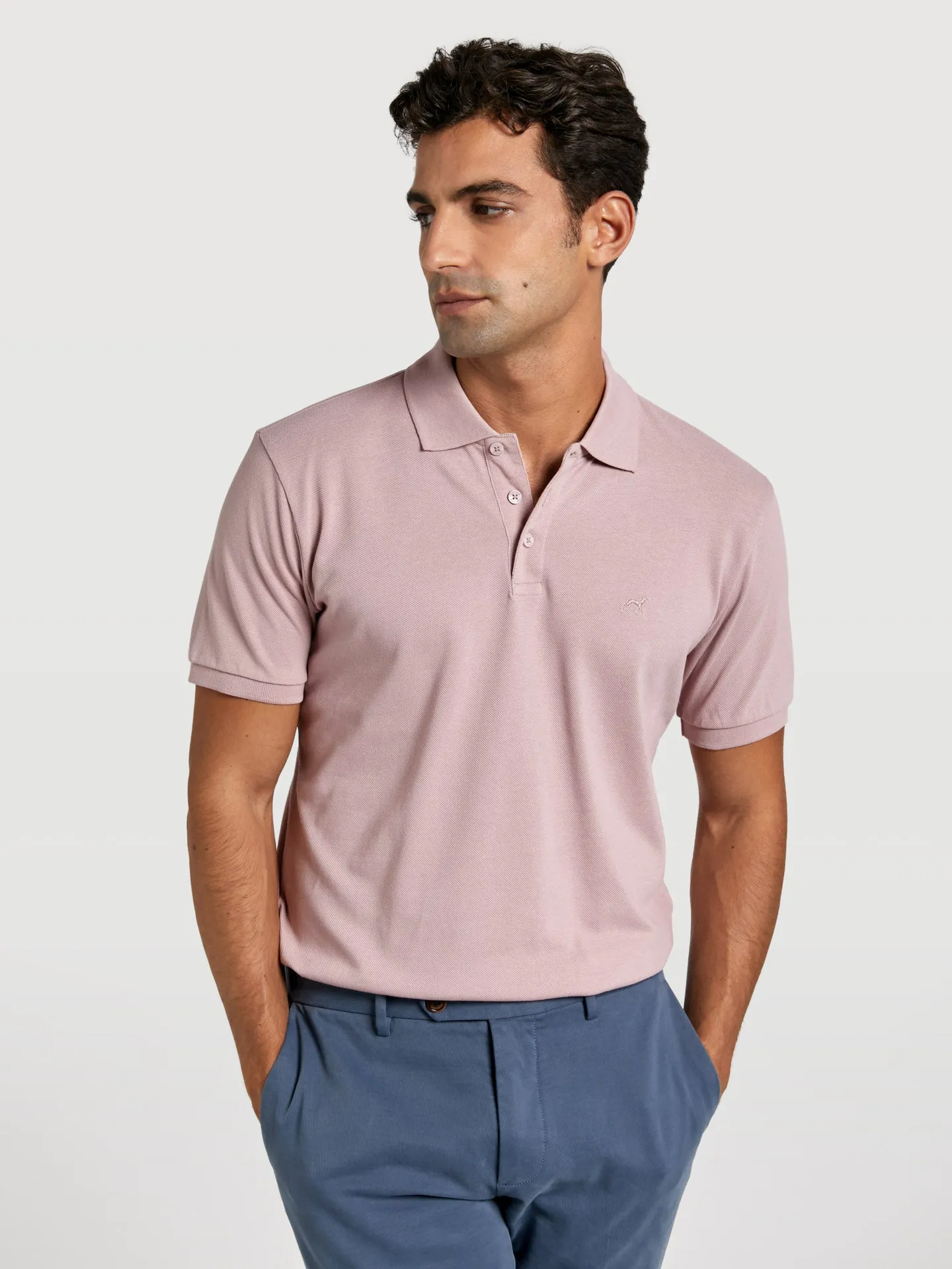 Regular fit basic piqué polo shirt