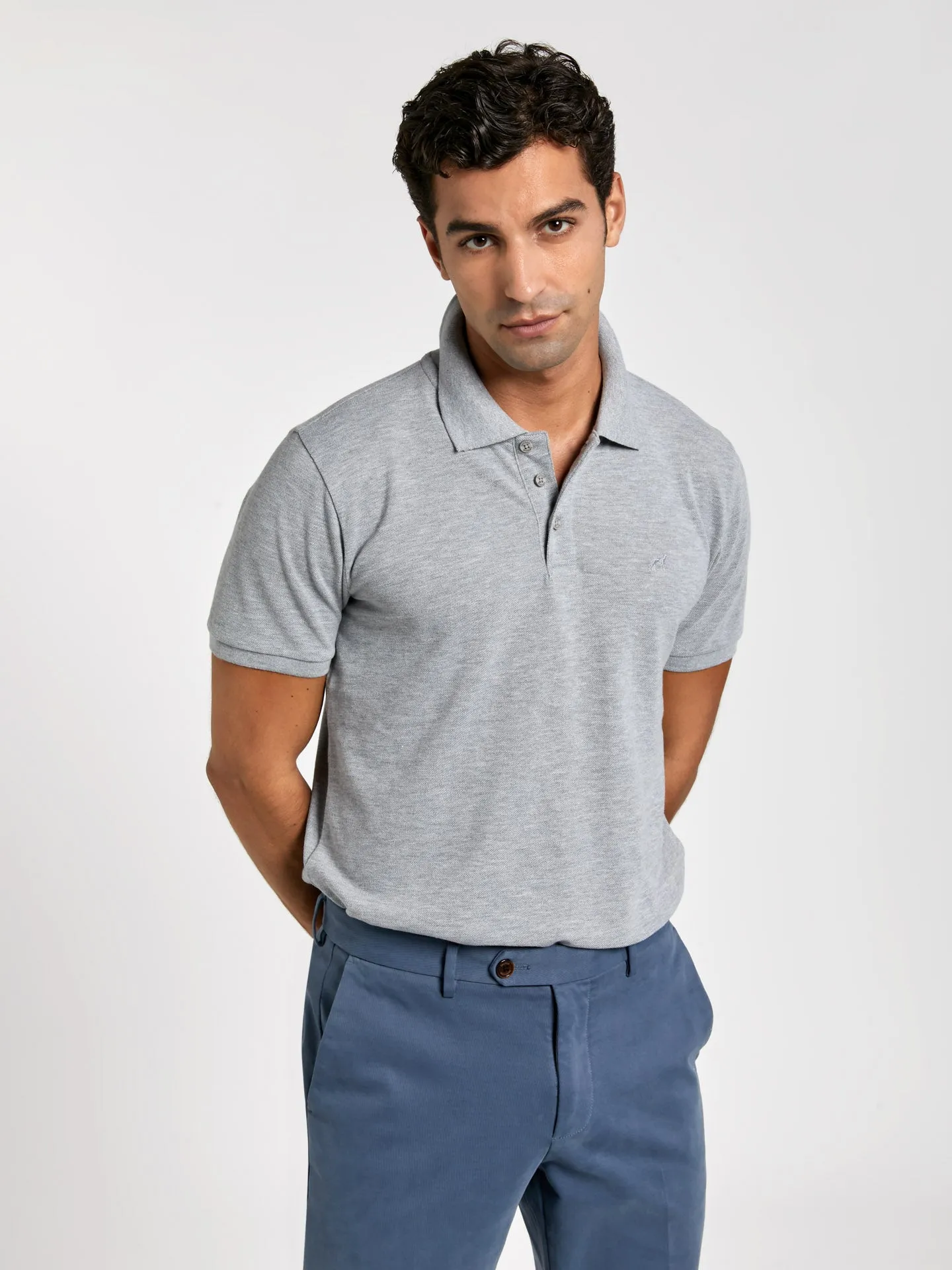 Regular fit basic piqué polo shirt