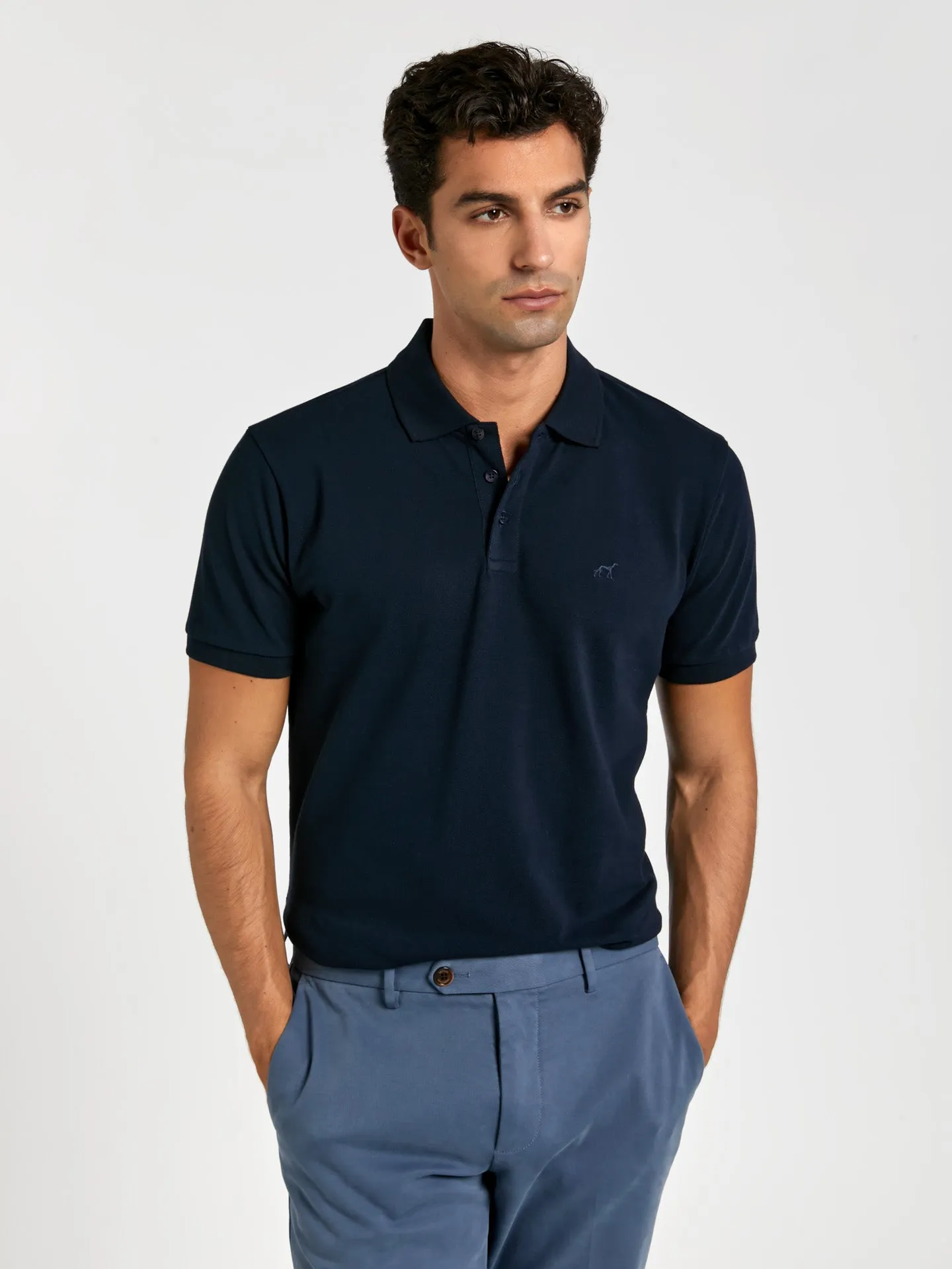 Regular fit basic piqué polo shirt