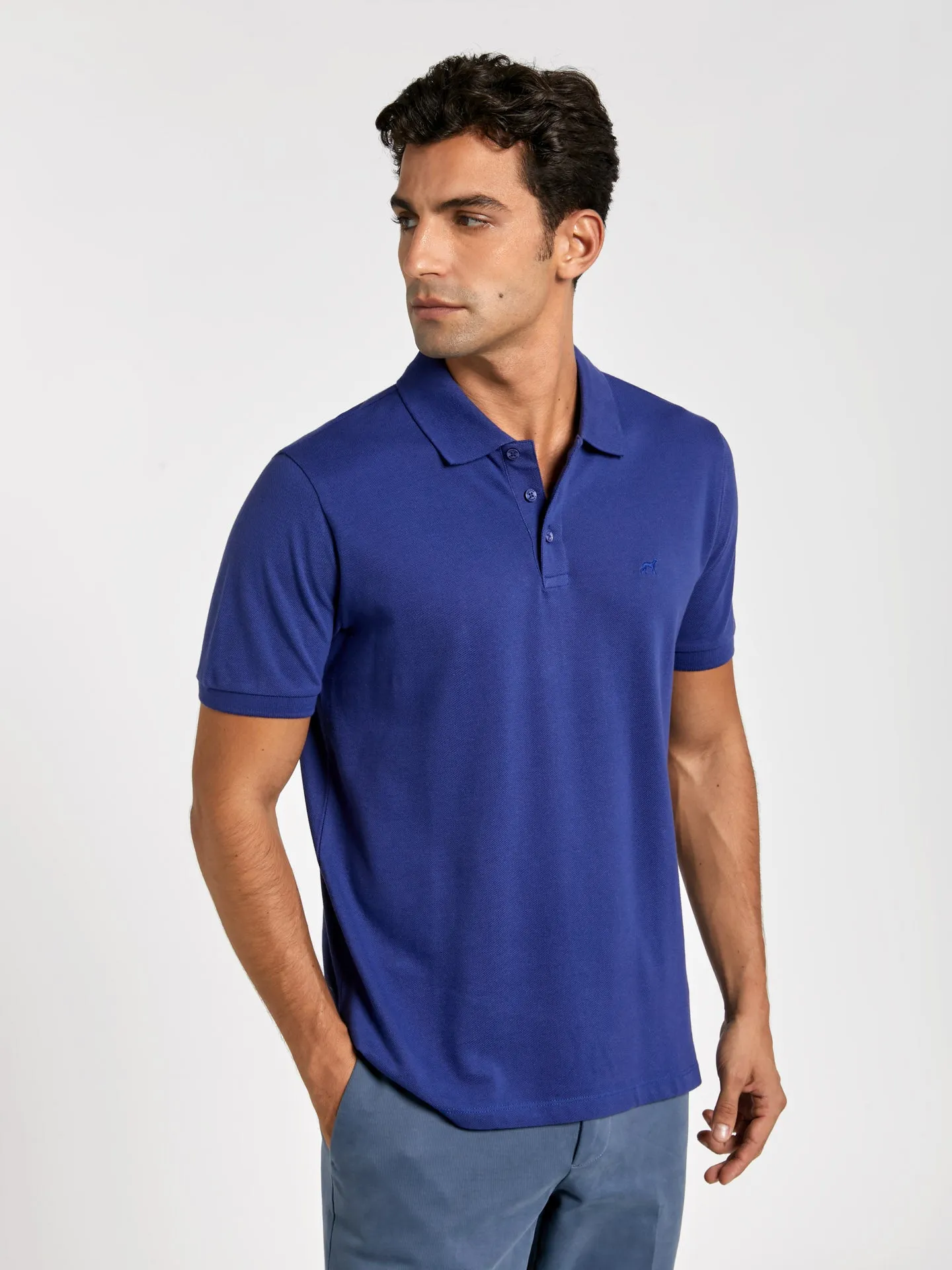 Regular fit basic piqué polo shirt