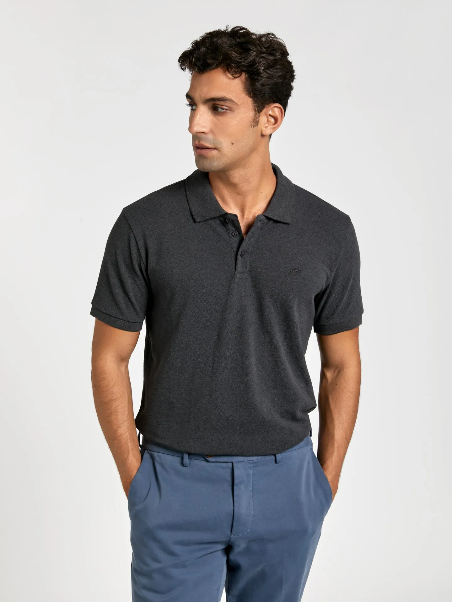 Regular fit basic piqué polo shirt