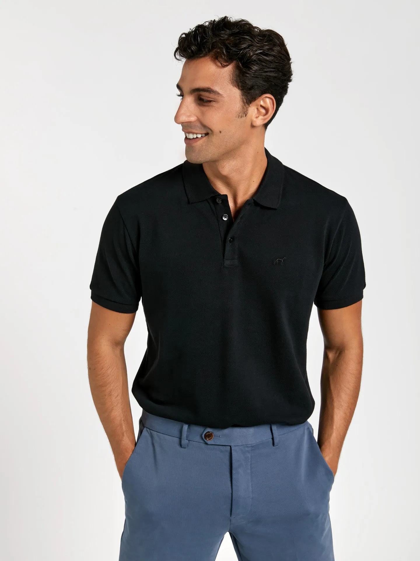 Regular fit basic piqué polo shirt