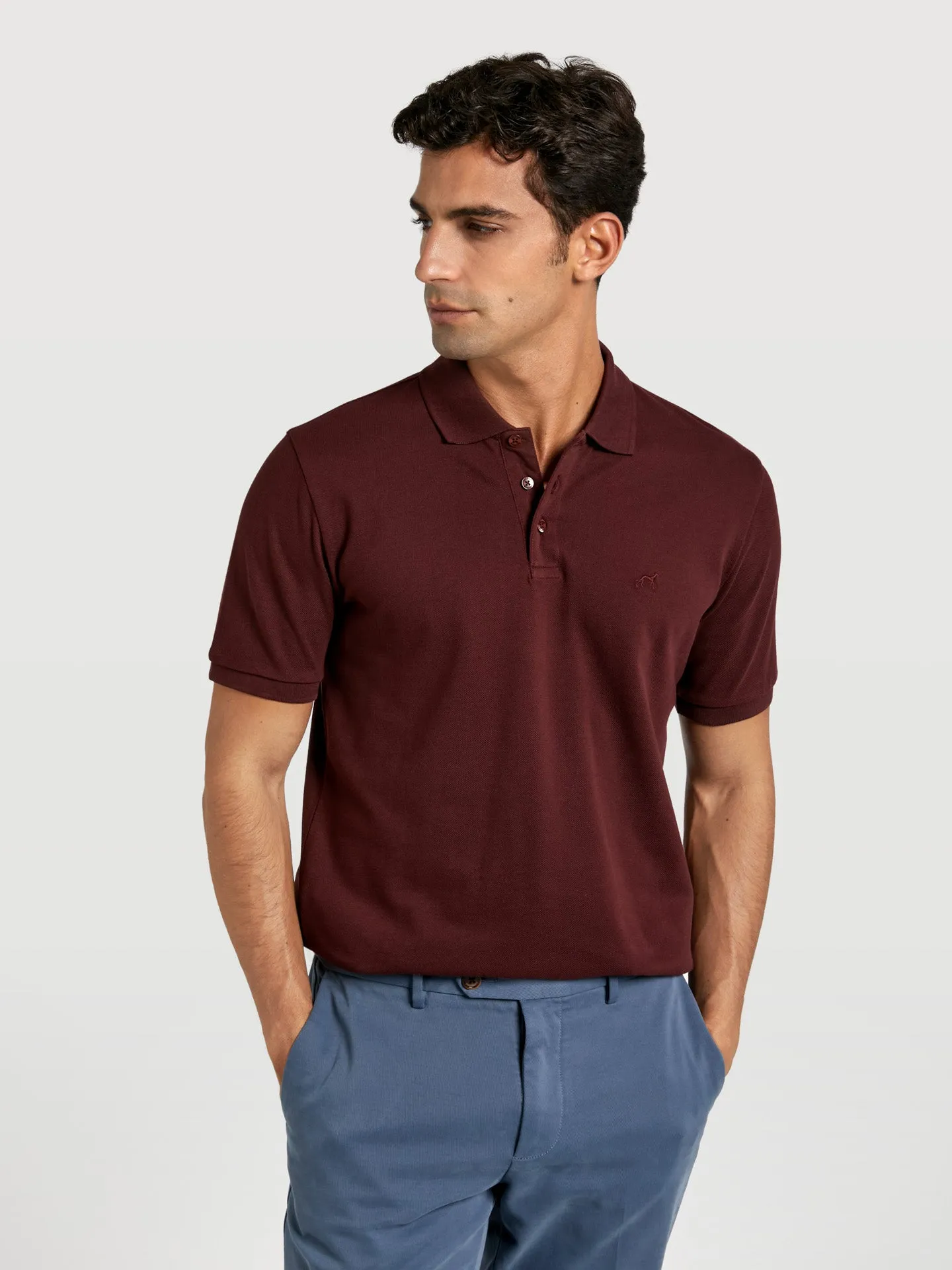 Regular fit basic piqué polo shirt