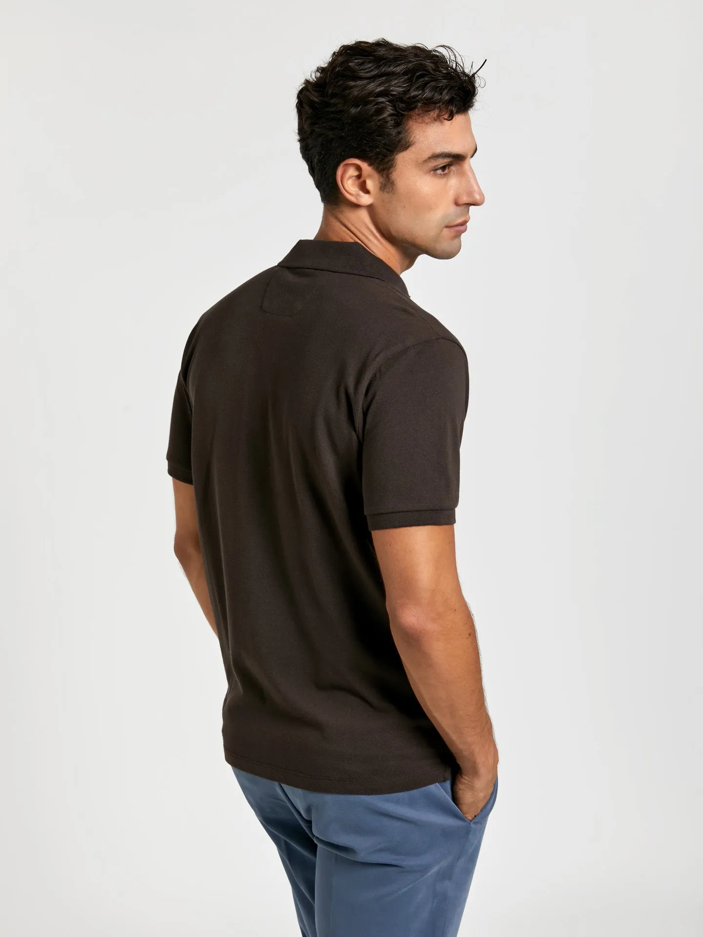 Regular fit basic piqué polo shirt