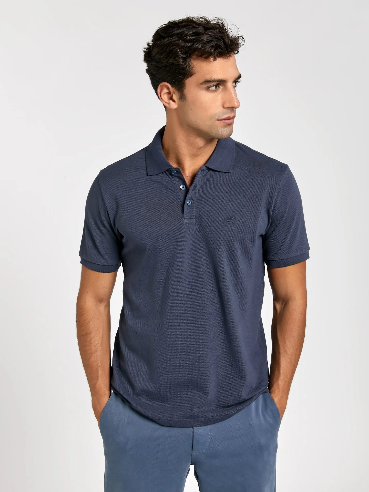 Regular fit basic piqué polo shirt