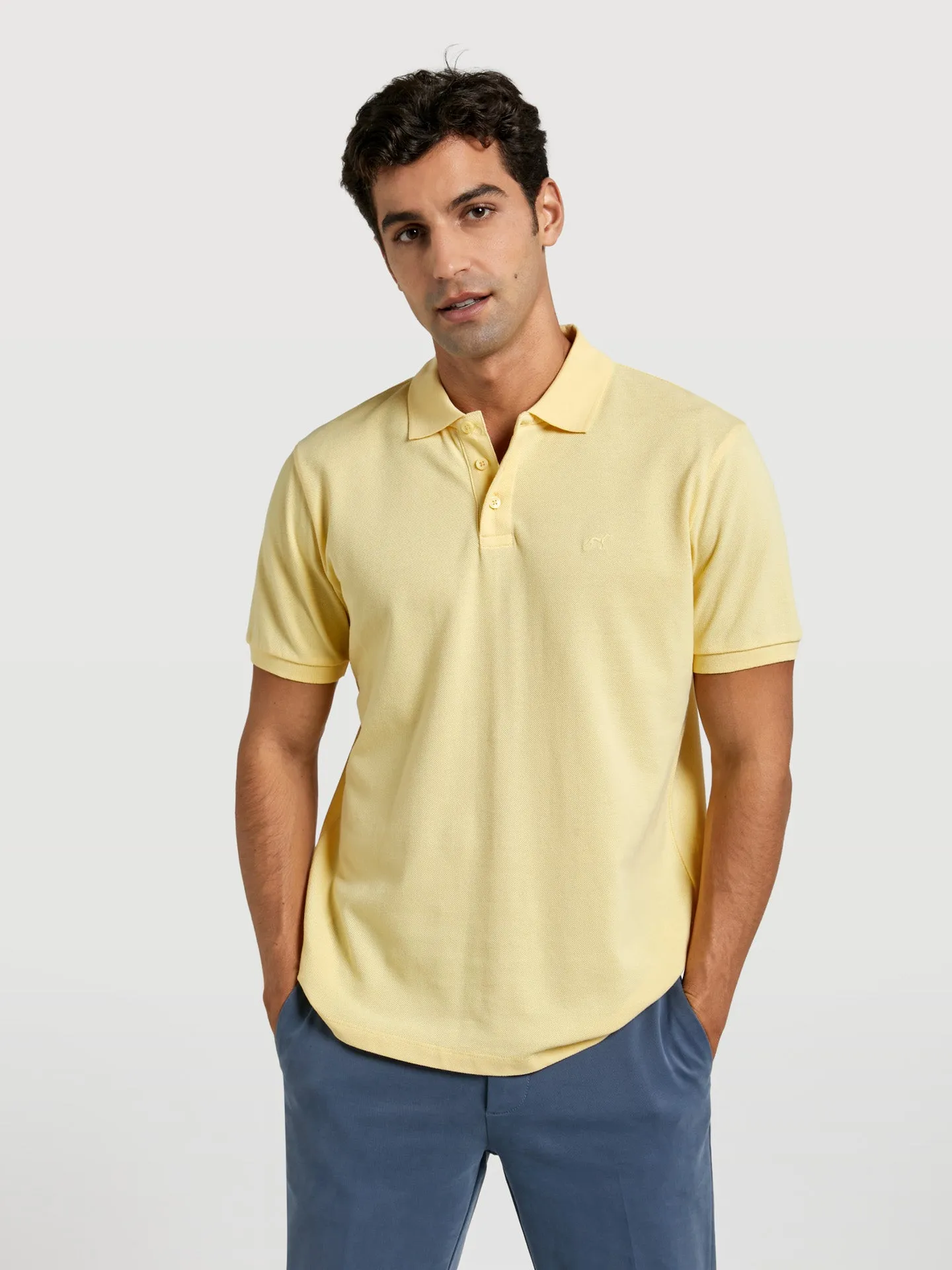 Regular fit basic piqué polo shirt