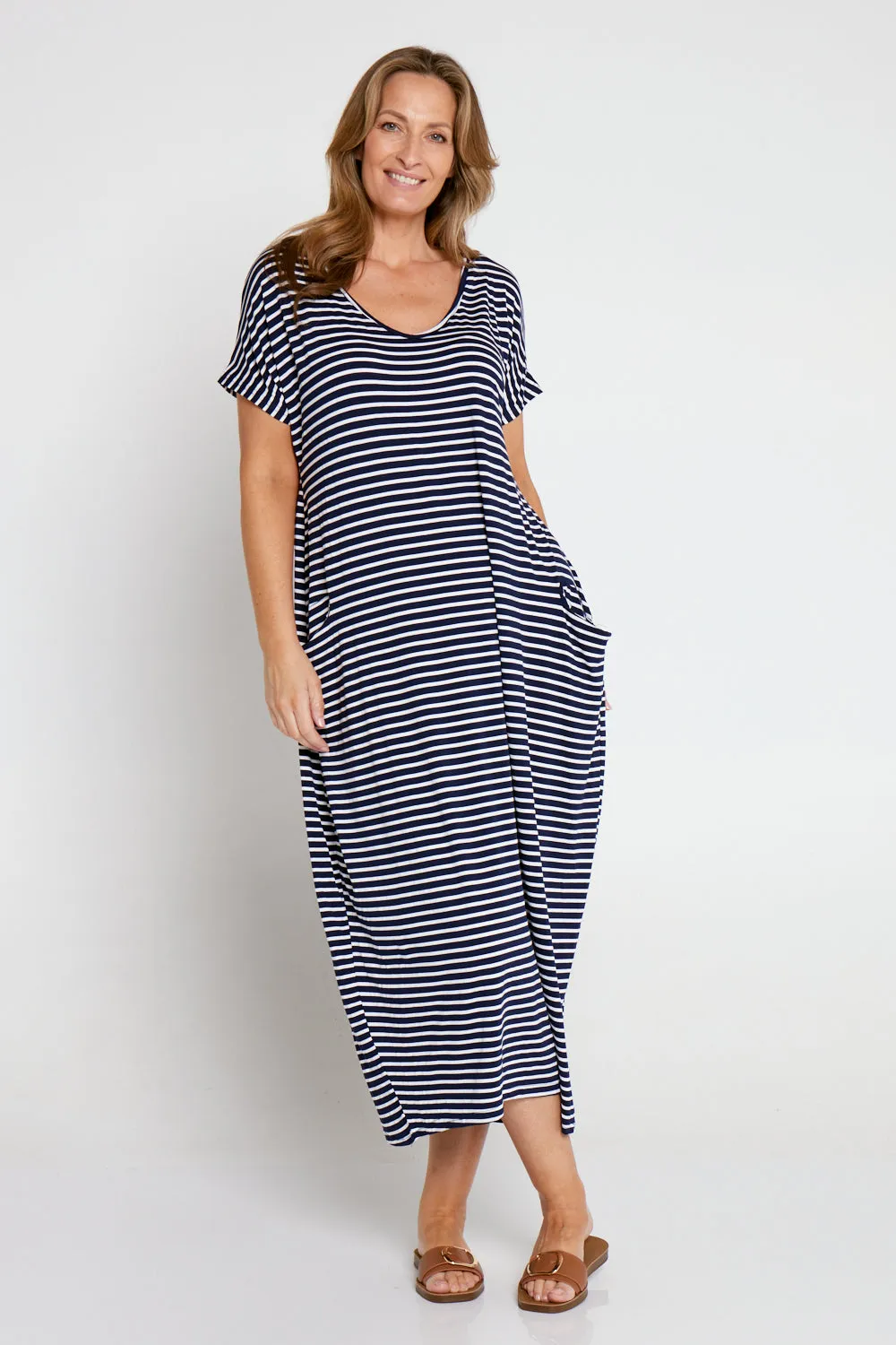 Rowan Dress - Navy Stripe