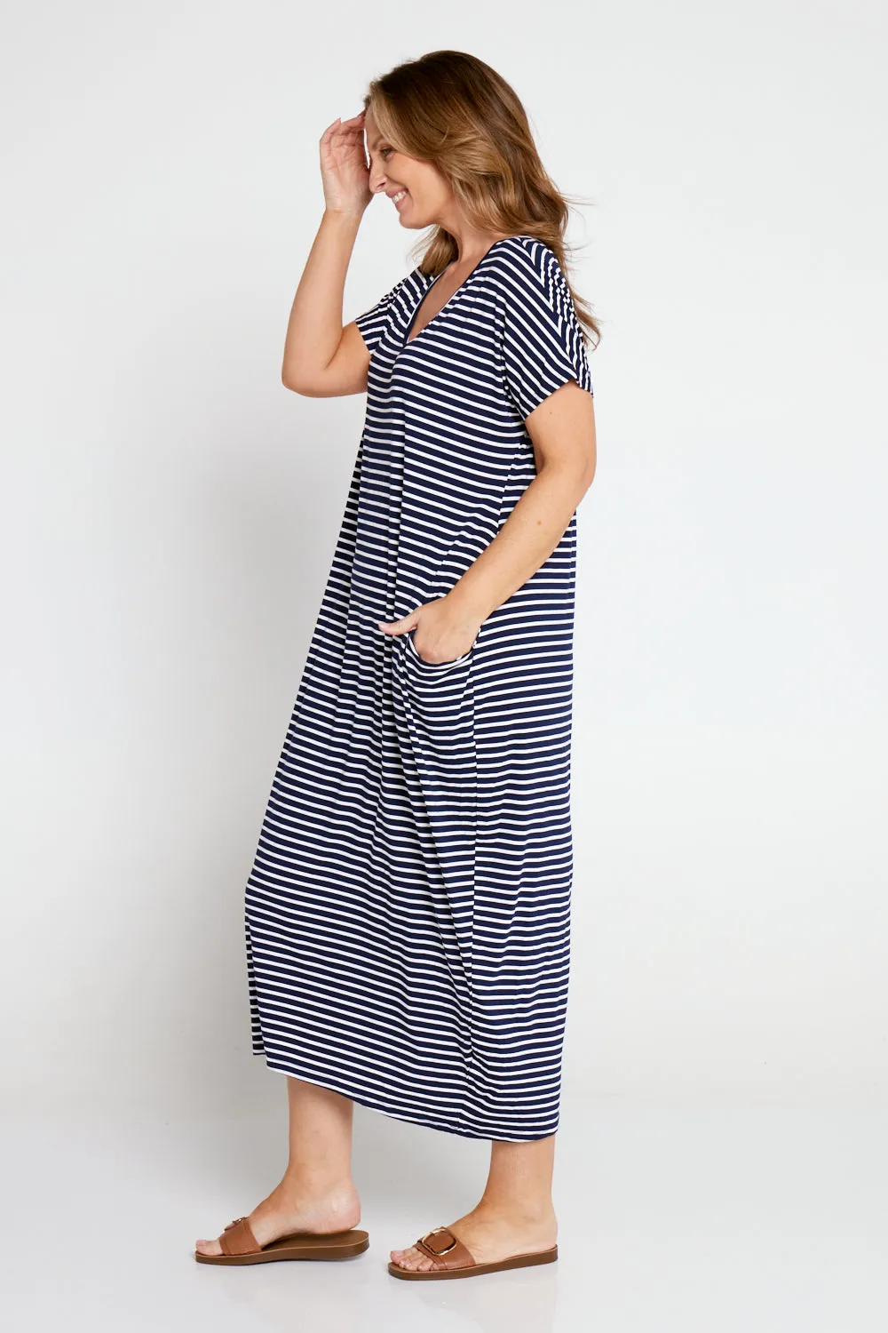 Rowan Dress - Navy Stripe