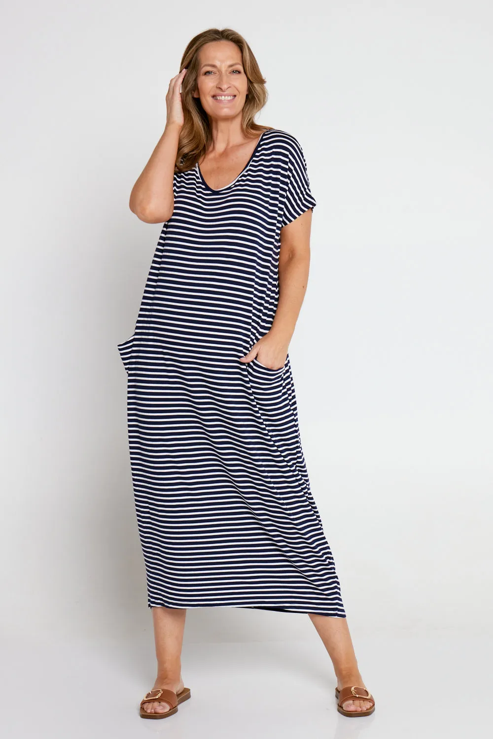 Rowan Dress - Navy Stripe