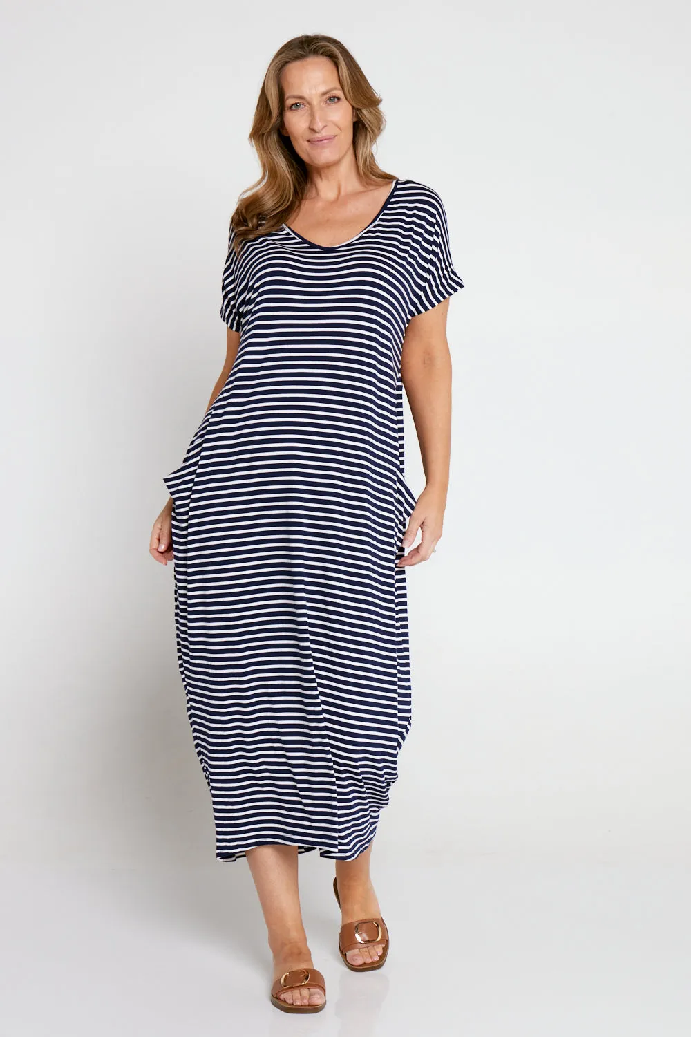 Rowan Dress - Navy Stripe