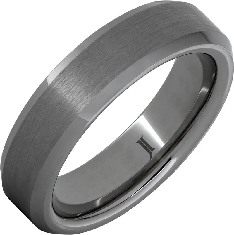 Rugged Tungsten™ Beveled Edge Ring with Satin Finish