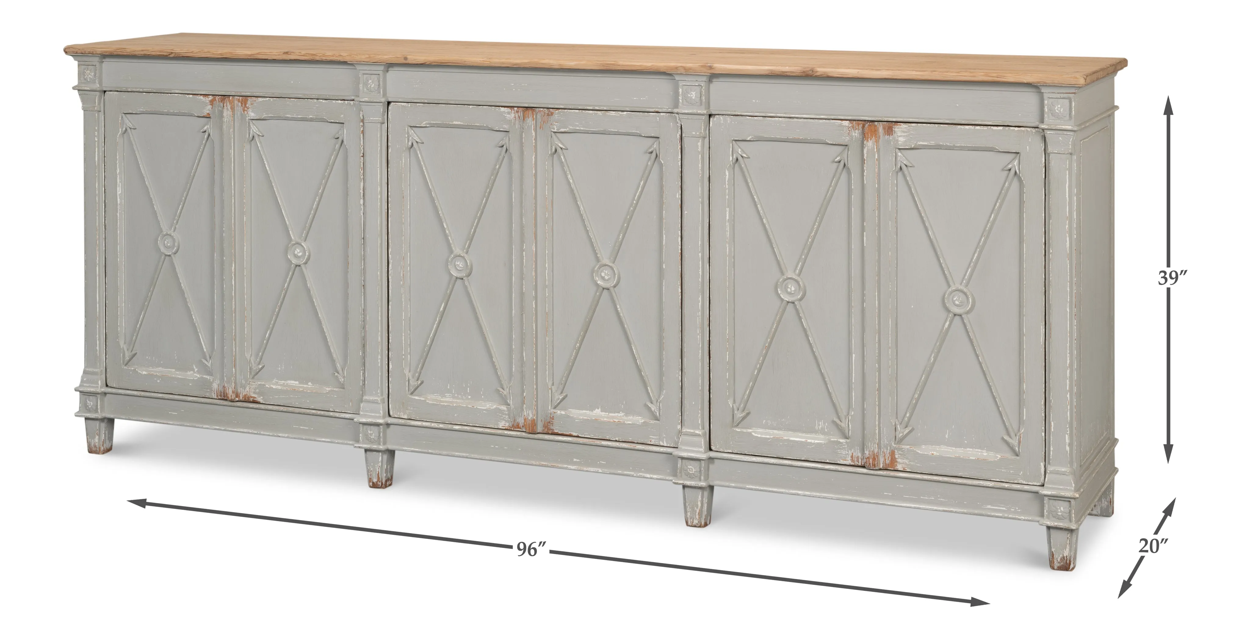 Sarreid - Marksman Sideboard Antique Muted Grey - Grey - Traditional