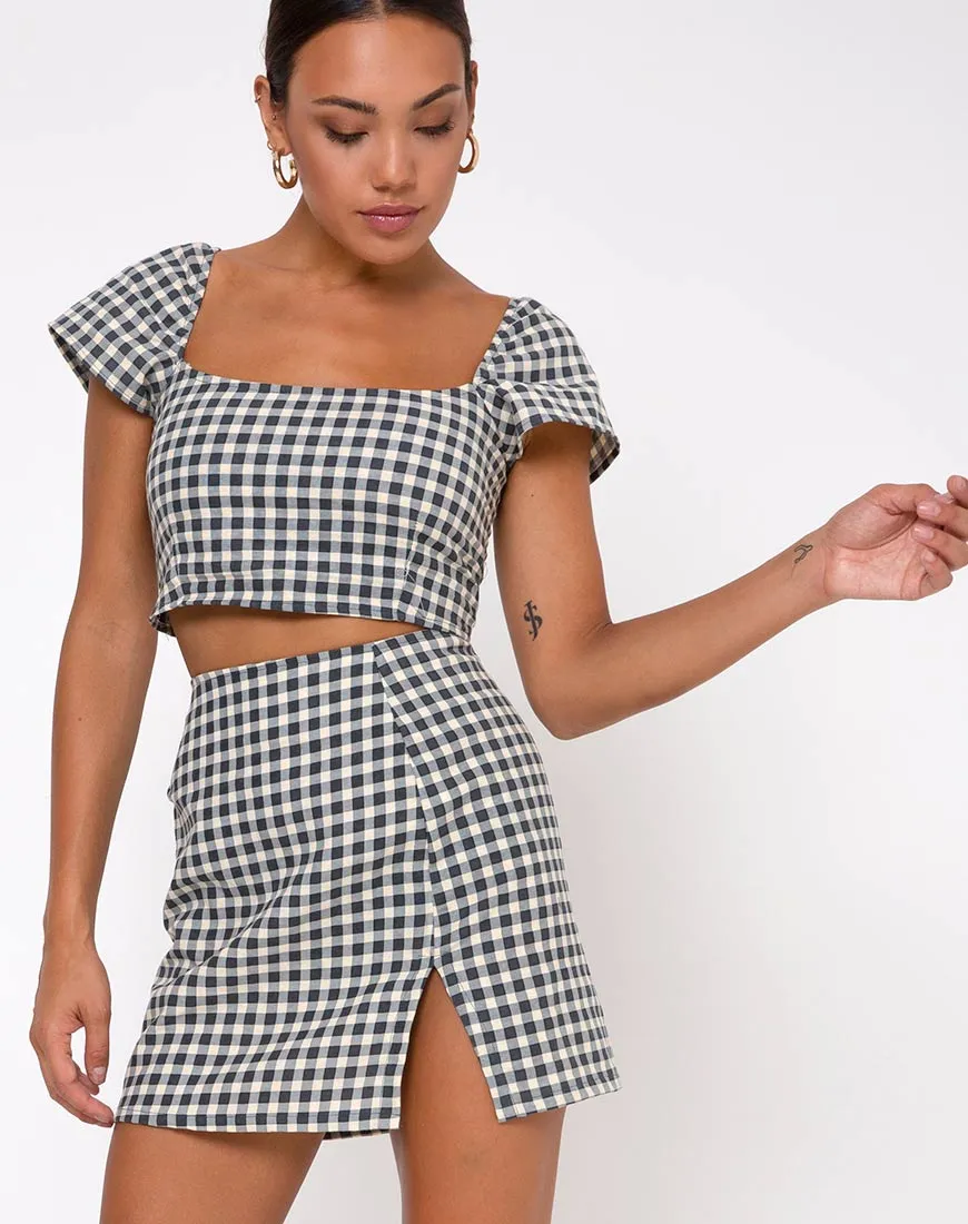 Sheny Mini Skirt in Gingham Cream