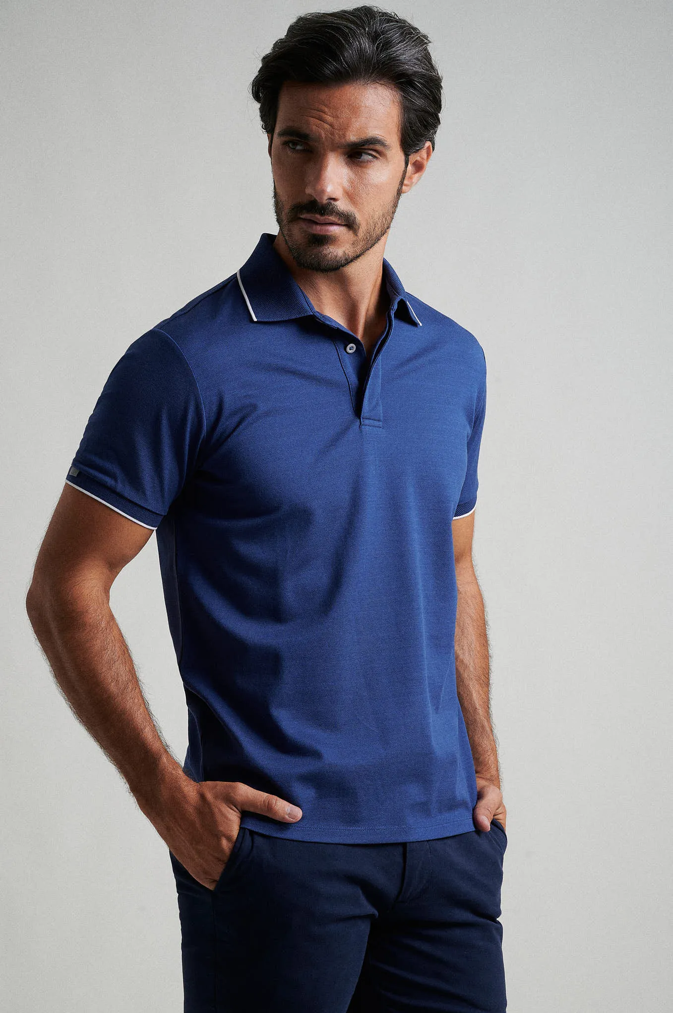 Short sleeve mercerized cotton polo piquet