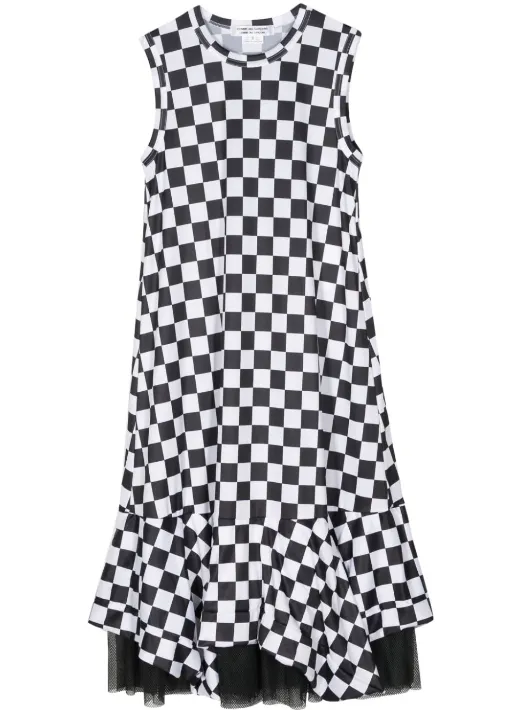 Sleeveless Check Pattern Dress