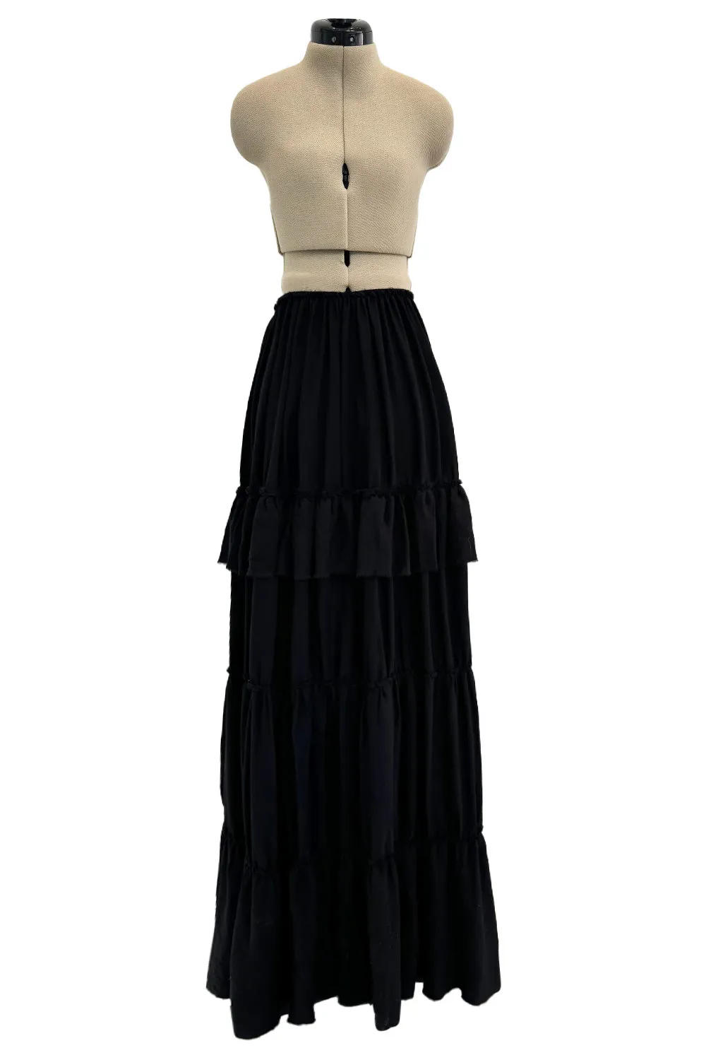 Soft & Romantic Resort 2012 Lanvin by Alber Elbaz Look 4 Tiered Full Length Black Silk Skirt