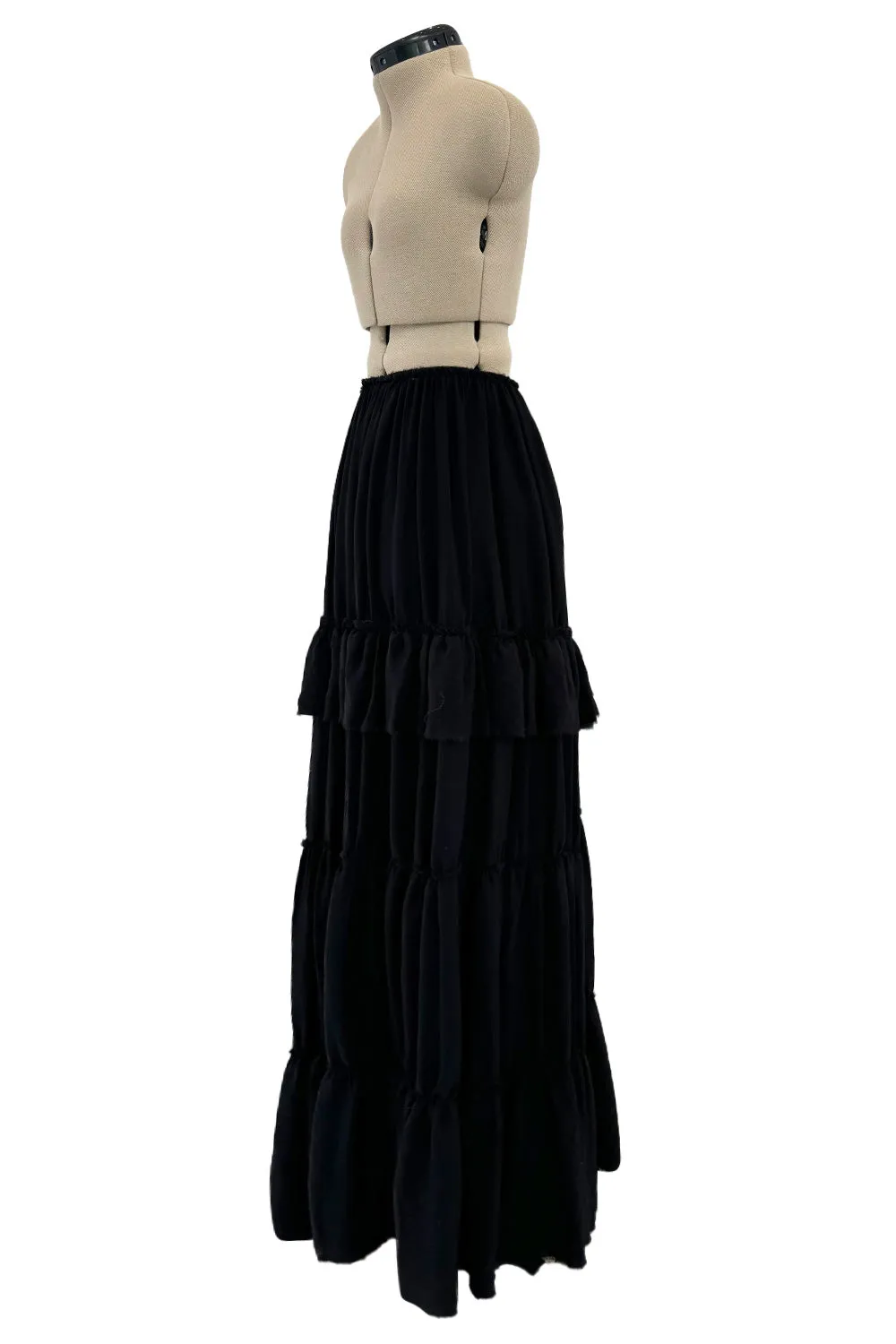 Soft & Romantic Resort 2012 Lanvin by Alber Elbaz Look 4 Tiered Full Length Black Silk Skirt