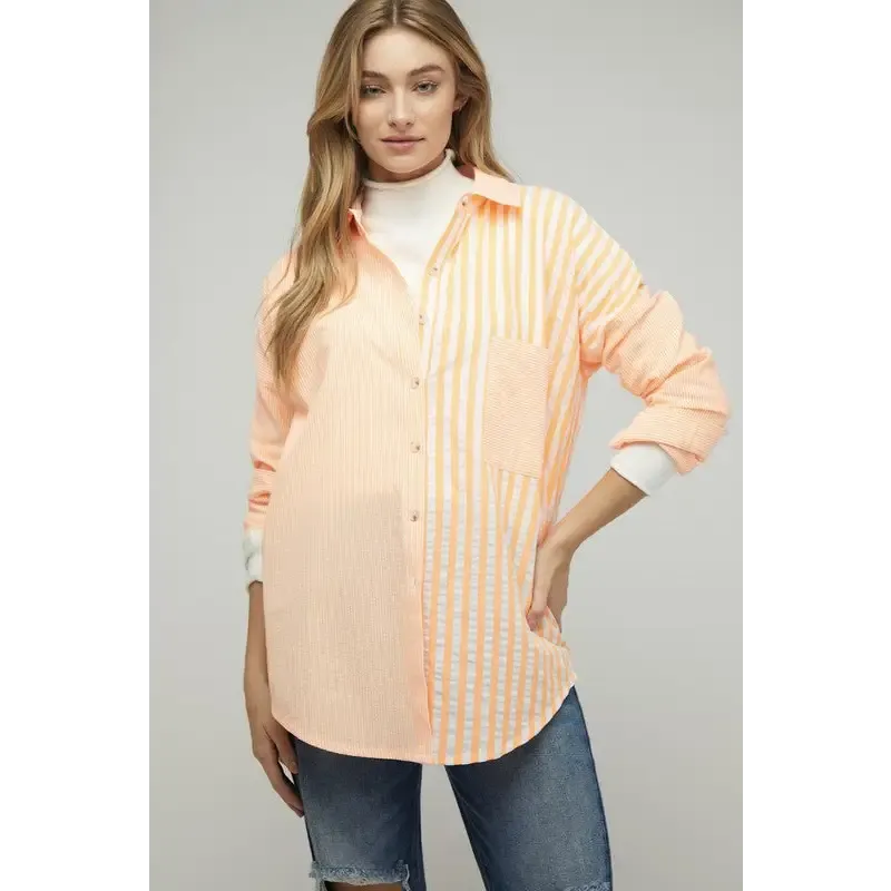 Striped Button Down Long Sleeve Shirt