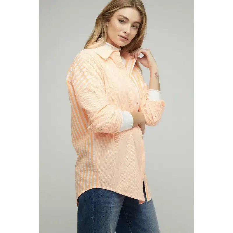 Striped Button Down Long Sleeve Shirt