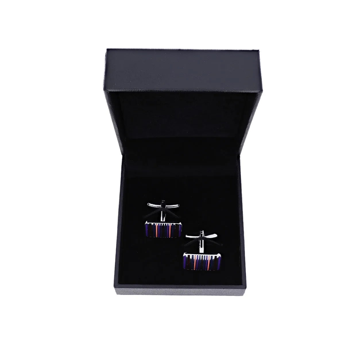 Striped Enamel Rectangle Cufflinks