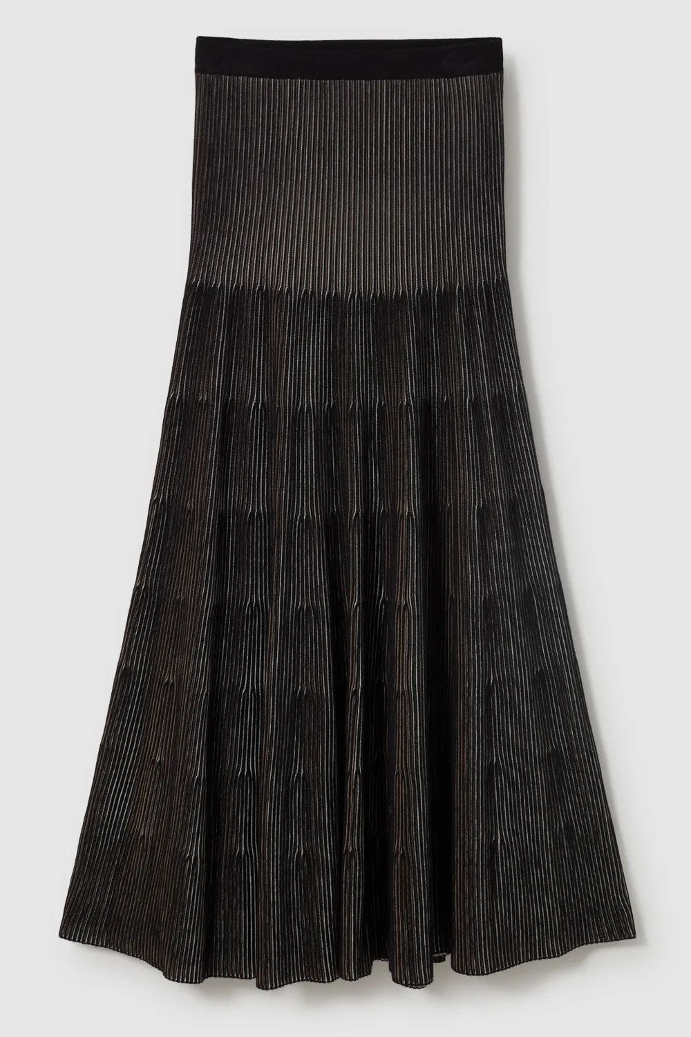 Striped Vertically Midi Skirt - Black