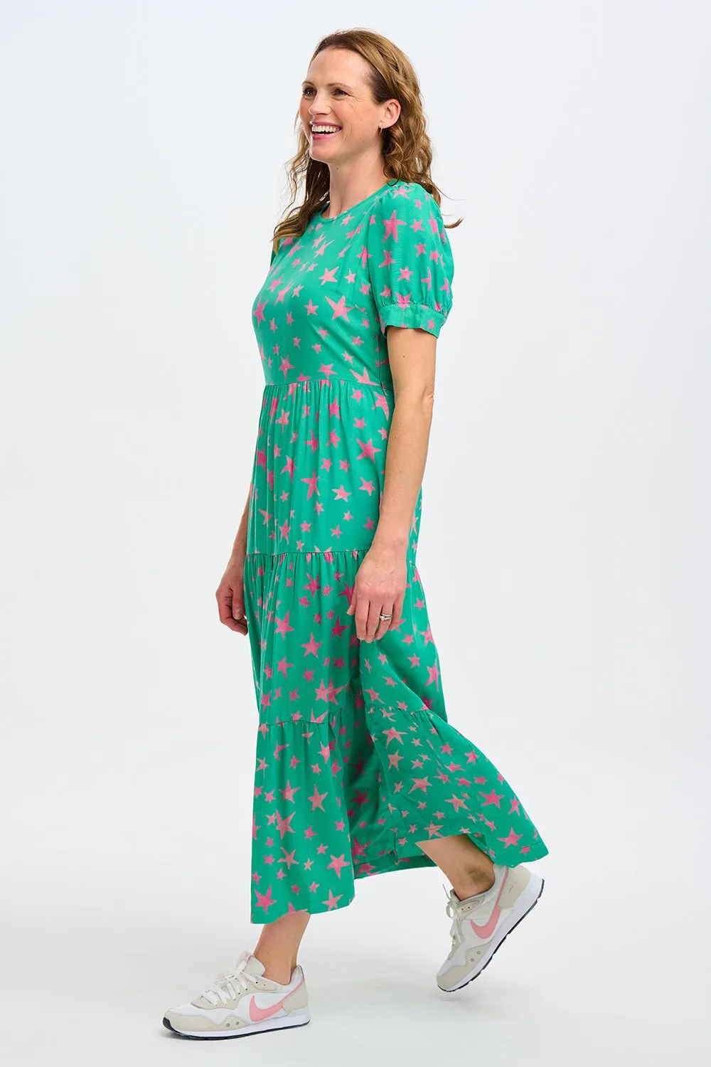 Sugarhill Brighton Portia Green Supernova Stars Maxi Batik Dress