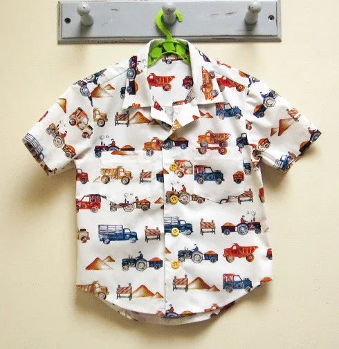 THOMAS SHIRT casual shirt for boys & girls 2-14 years. Hawaiian shirt pdf sewing pattern.