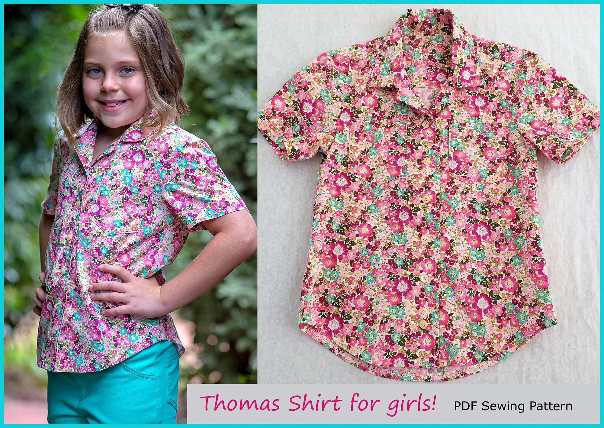 THOMAS SHIRT casual shirt for boys & girls 2-14 years. Hawaiian shirt pdf sewing pattern.