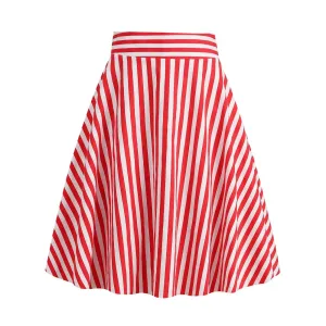 Uniwim High Waist Stripe Pleated A Line Half Skirt Korean Vintage Street All Match Knee High Skirts Summer Girls Student Short Falda