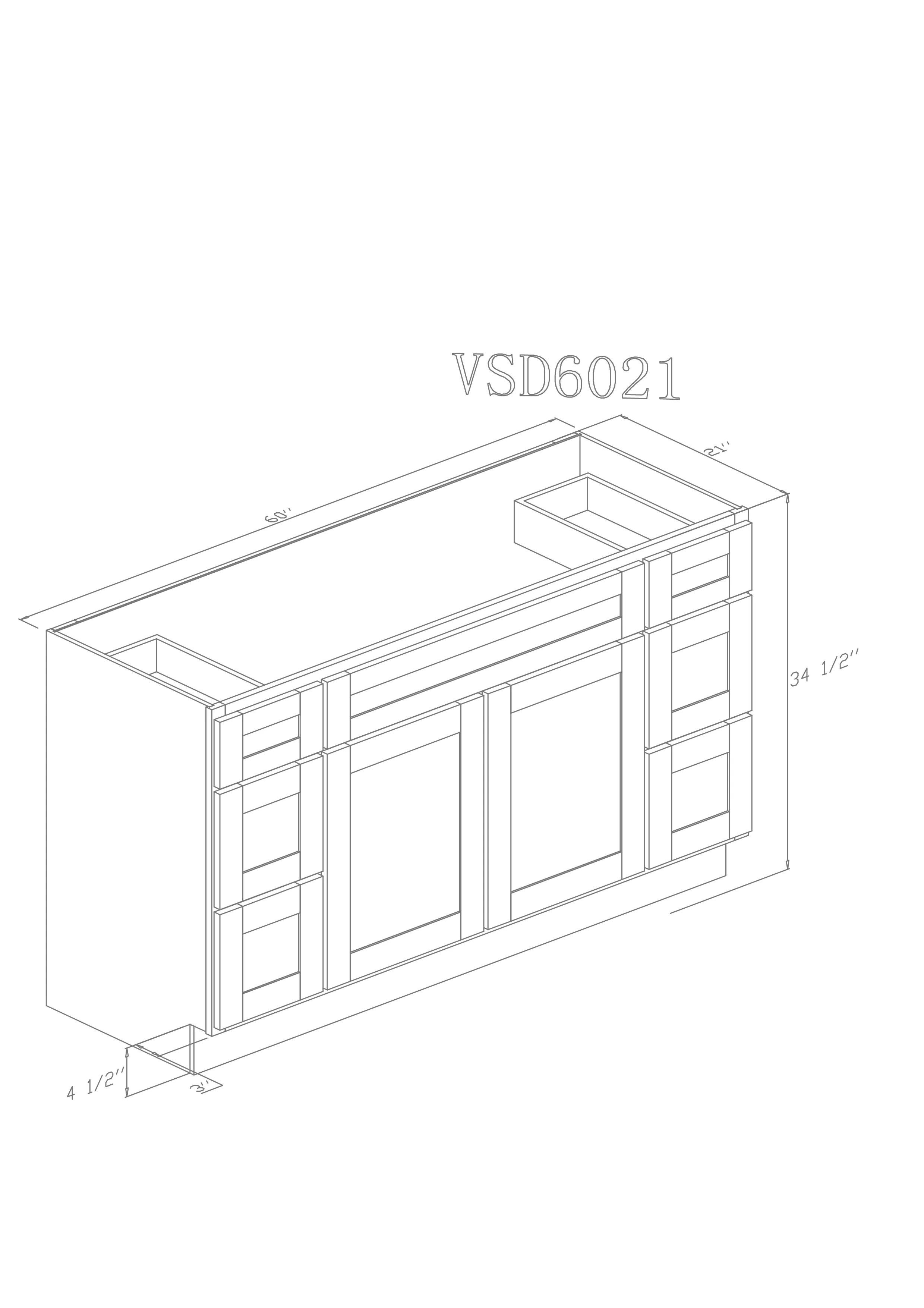 Vanity 60"-60" Balck Shaker  Single Sink Base Vanity with 6 Drawers /60" -