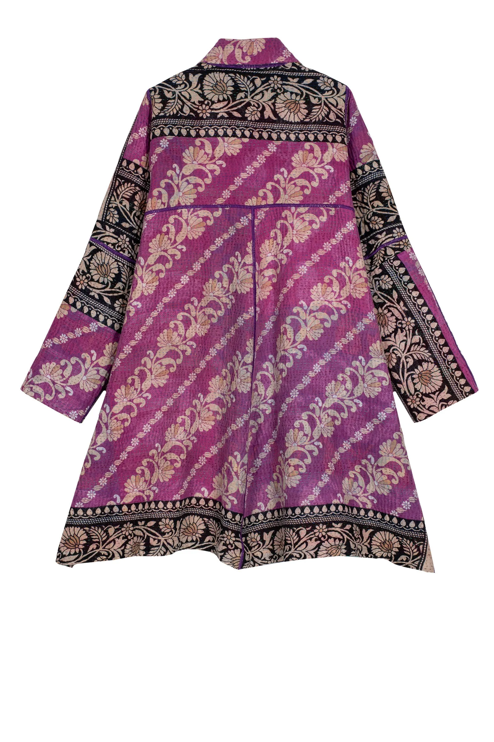 VINTAGE COTTON KANTHA A-LINE DUSTER - cv4311-0096a -