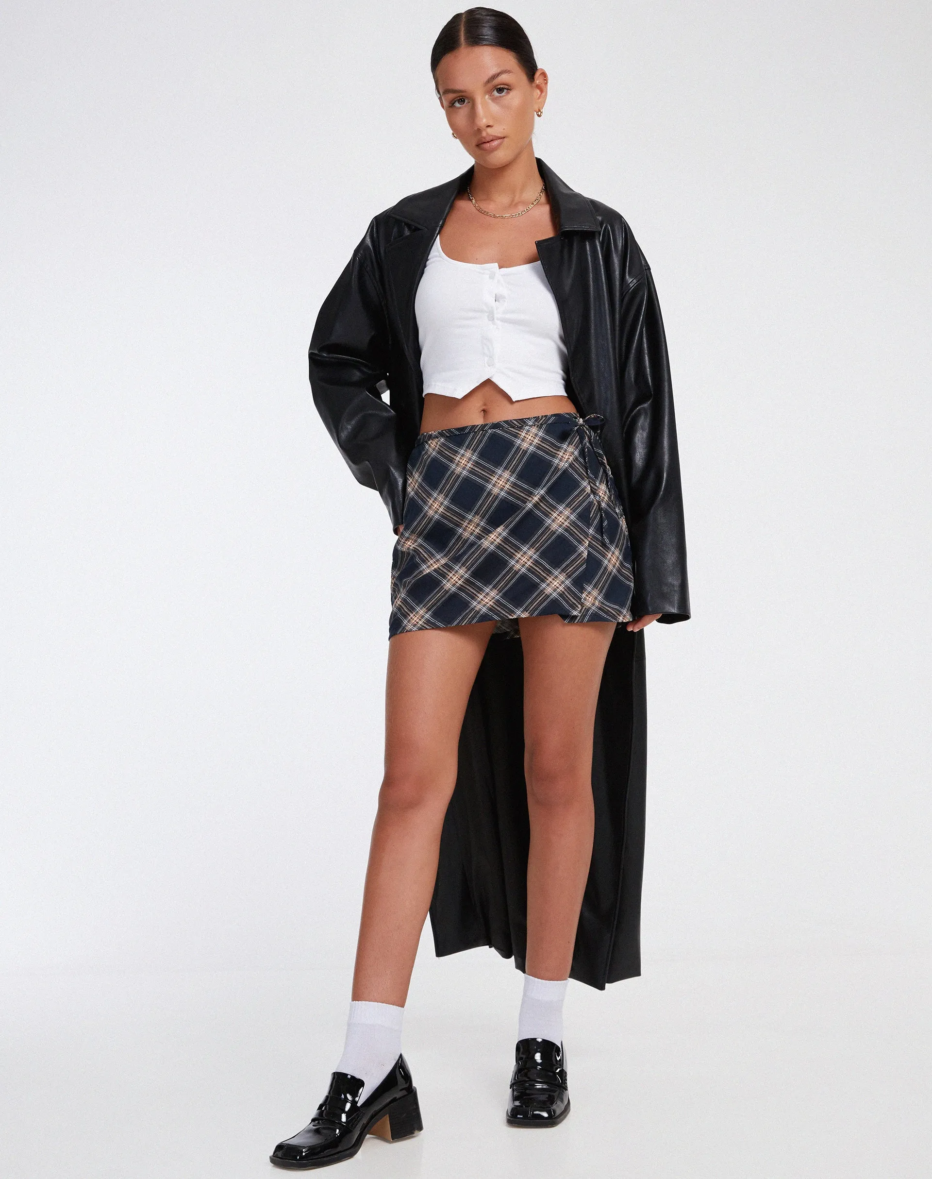 Volta Mini Skirt in 20's Check Black and Grey