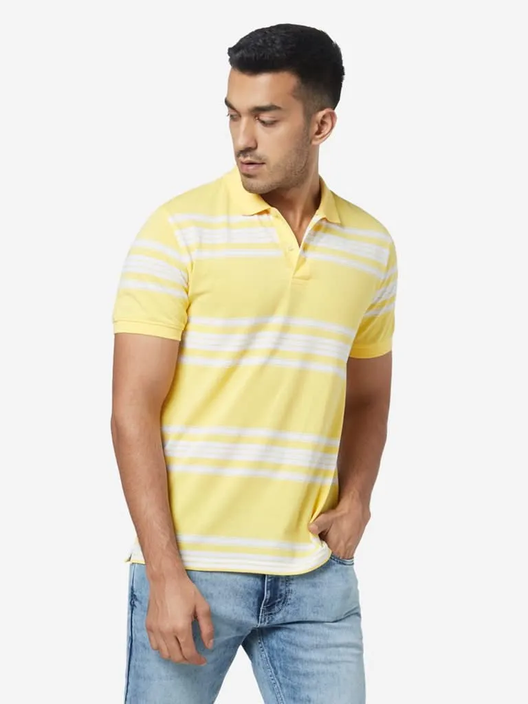 WES Casuals Yellow Slim-Fit Polo T-Shirt