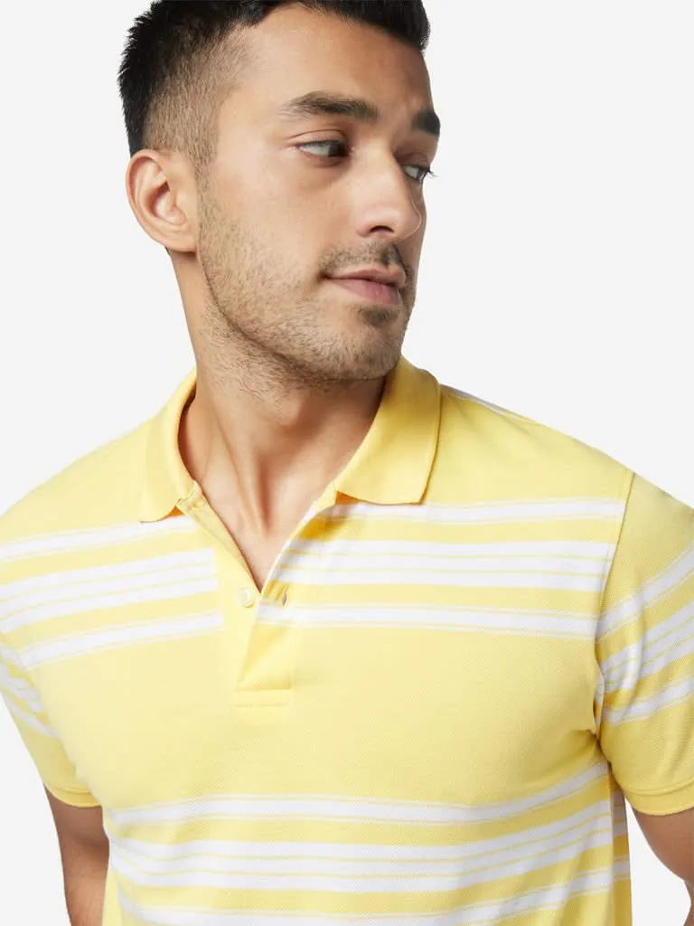 WES Casuals Yellow Slim-Fit Polo T-Shirt