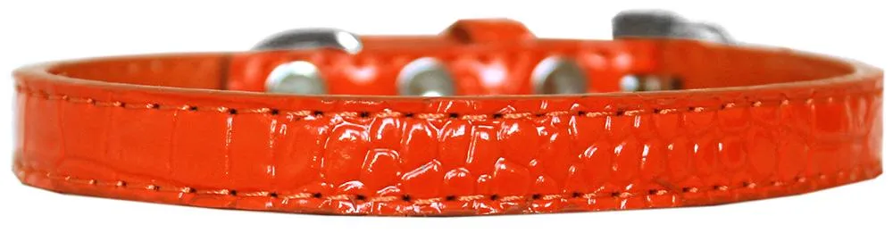 Wichita Plain Croc Dog Collar Orange Size 14