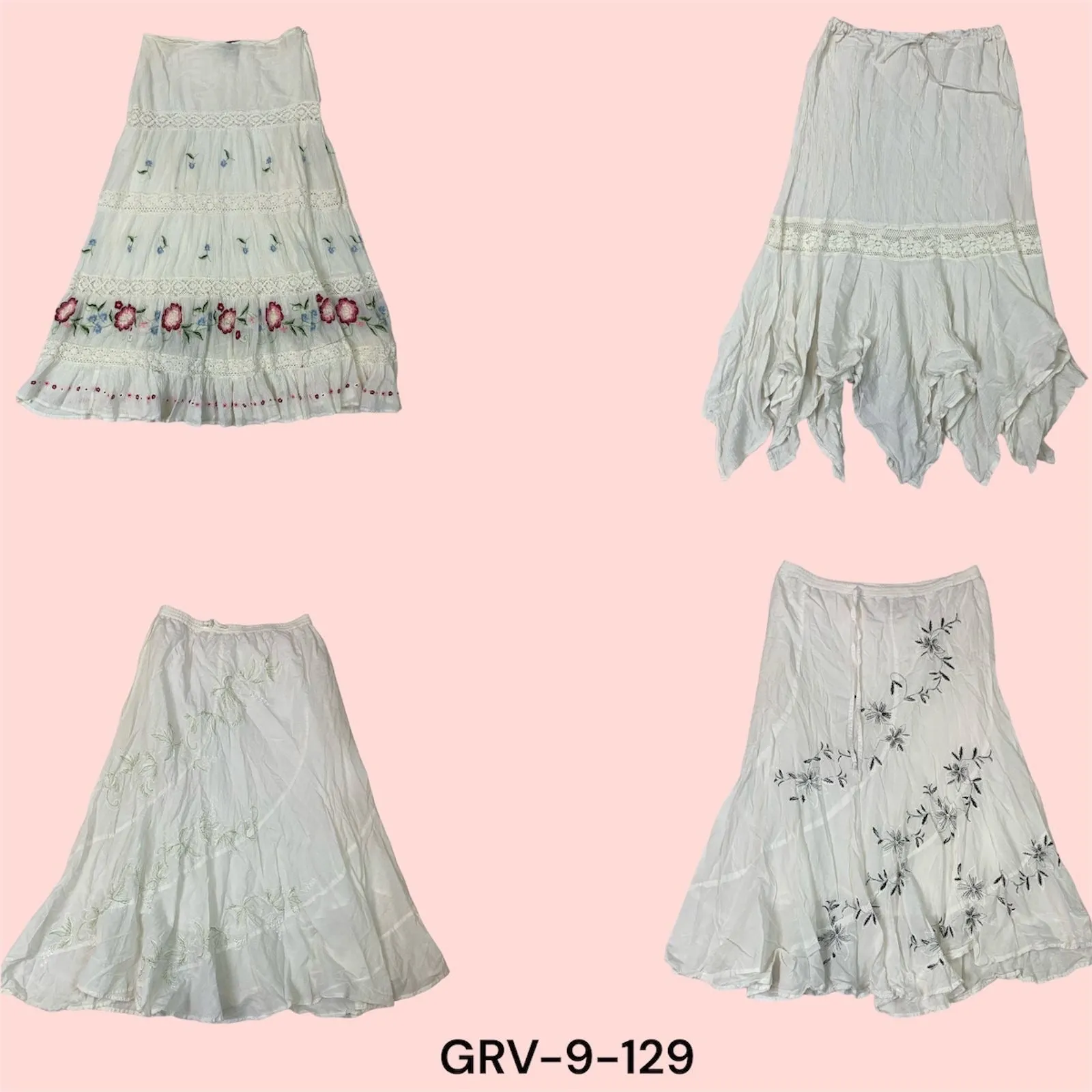 Y2K Long White Skirt – Classic Cotton Style with a Modern Twist(9-129)