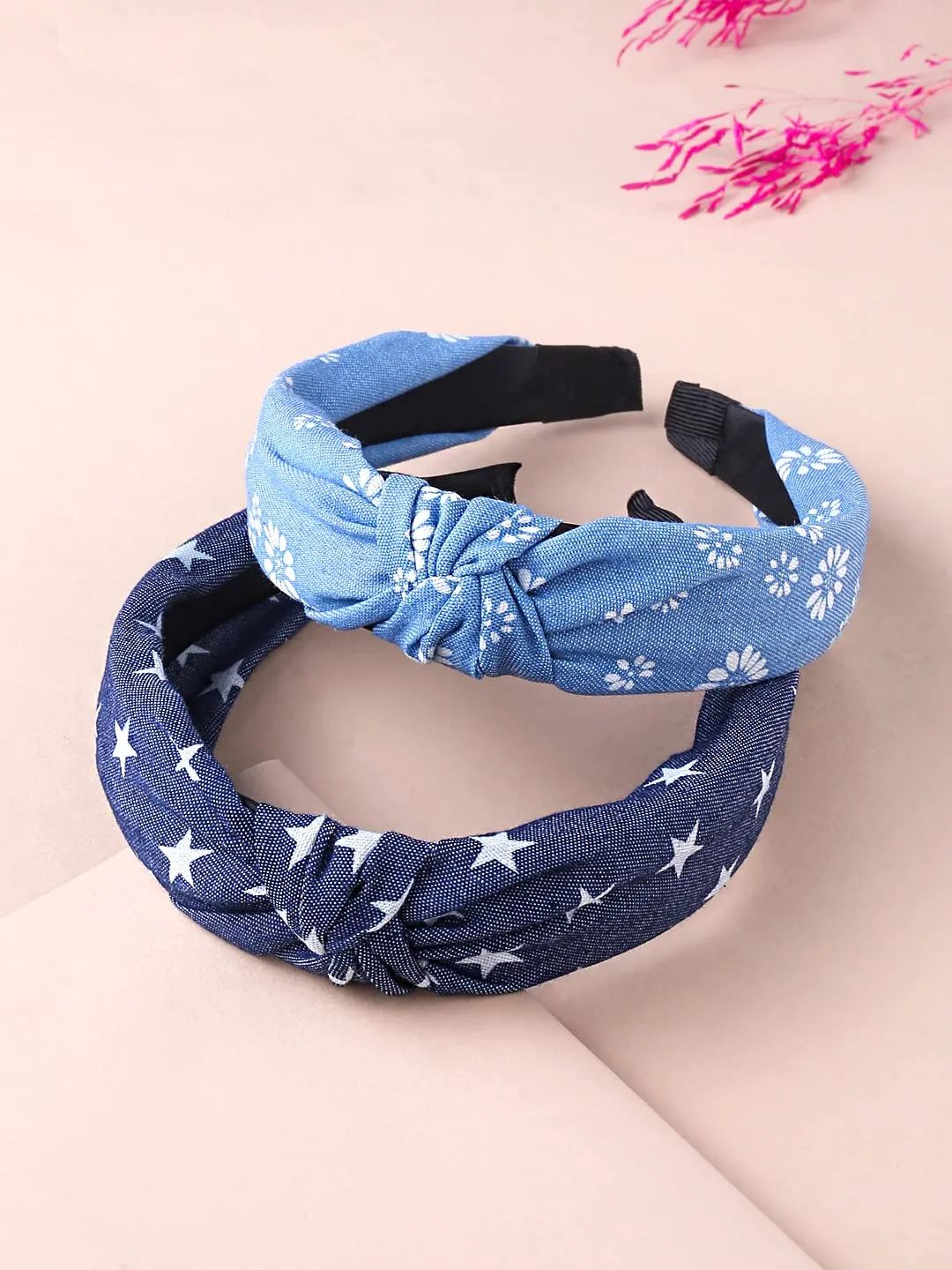 Yellow Chimes Hair Band for Women Girls Hair Accessories for Women 2 Pcs Headband for Women Knot Solid Fabric Hair Band for Girls Twist Turban Headband Cross Knot Hair Bands Elastic Hair Accessories for Women