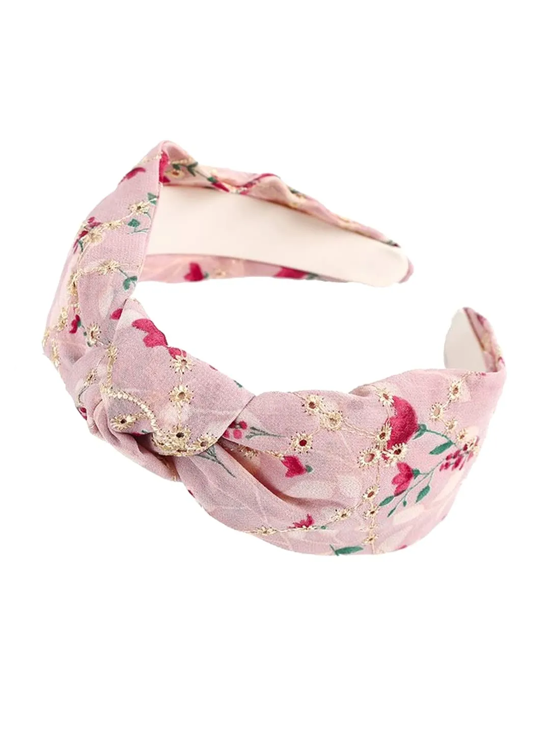 Yellow Chimes Hair Bands for Girls Pink Hairbands for Women Solid Fabric Knot Floral Printed Headband Hairband Hair Accessories for Women and Girls.