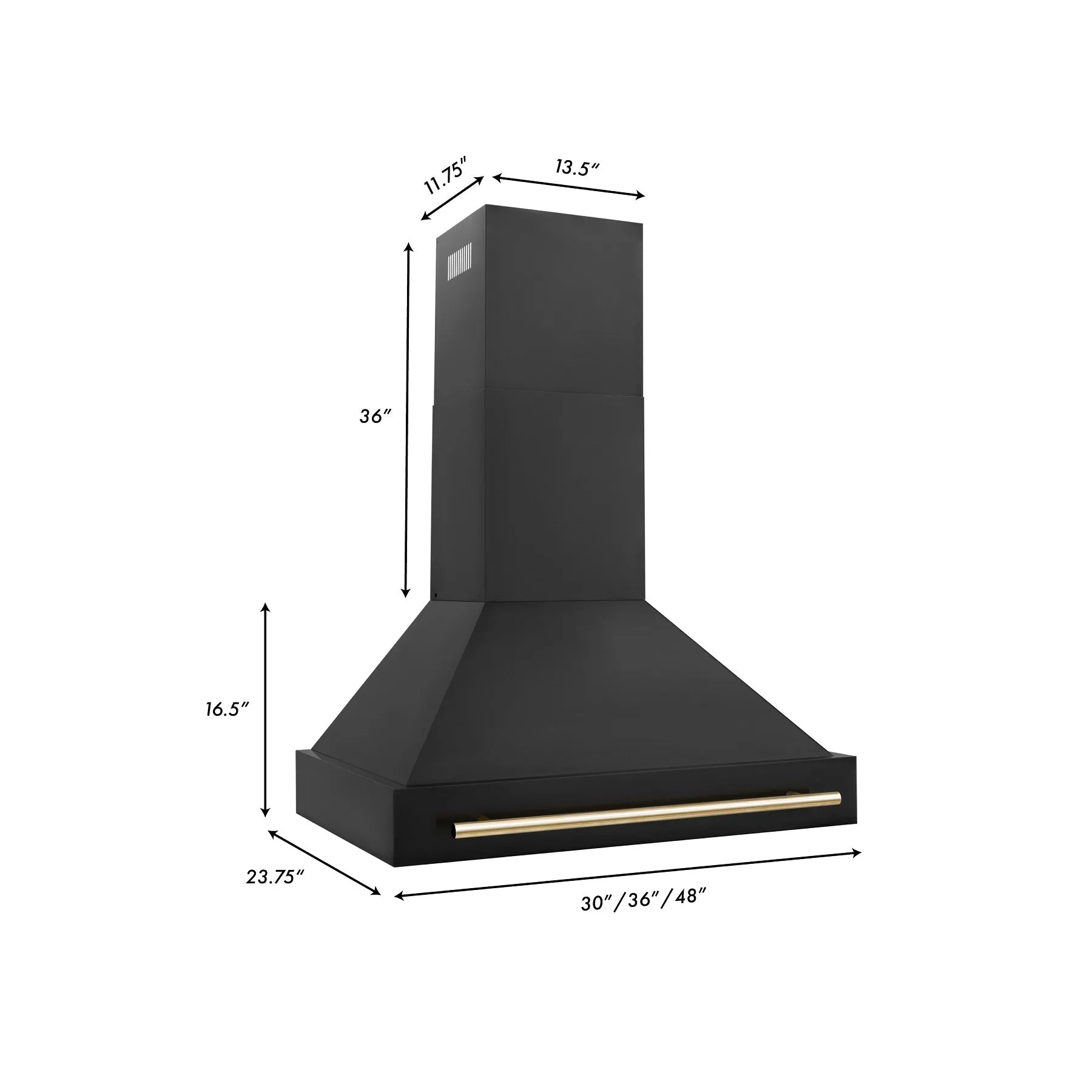 ZLINE 36" Autograph Edition Black Stainless Steel Range Hood with Gold Handle (BS655Z-36-G)